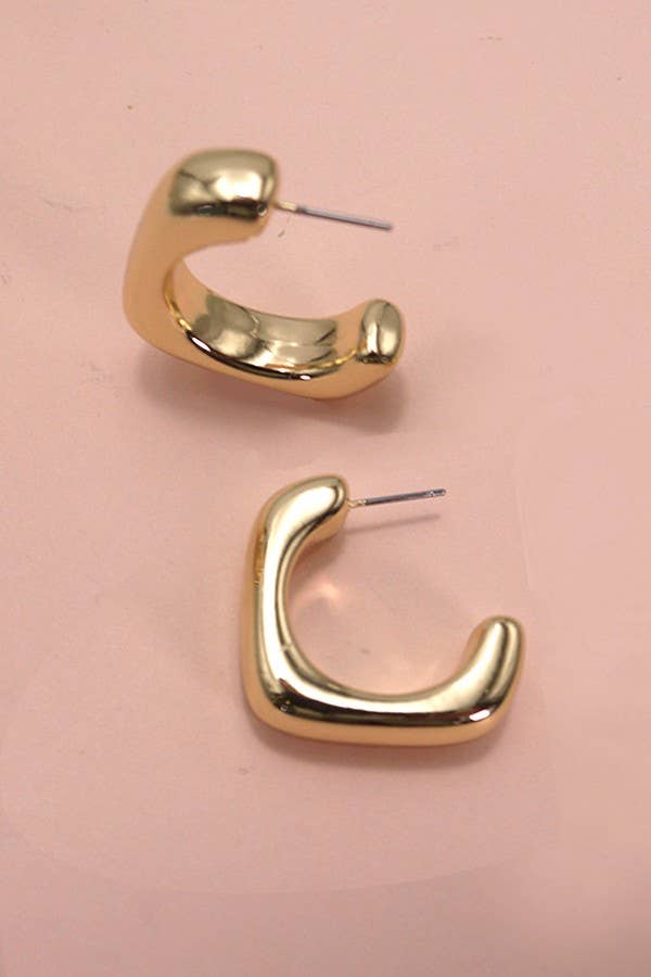 Earrings | Gold Bubble Square Hoop