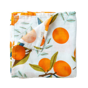 Swaddle Blanket | Bamboo Muslin Tangerine