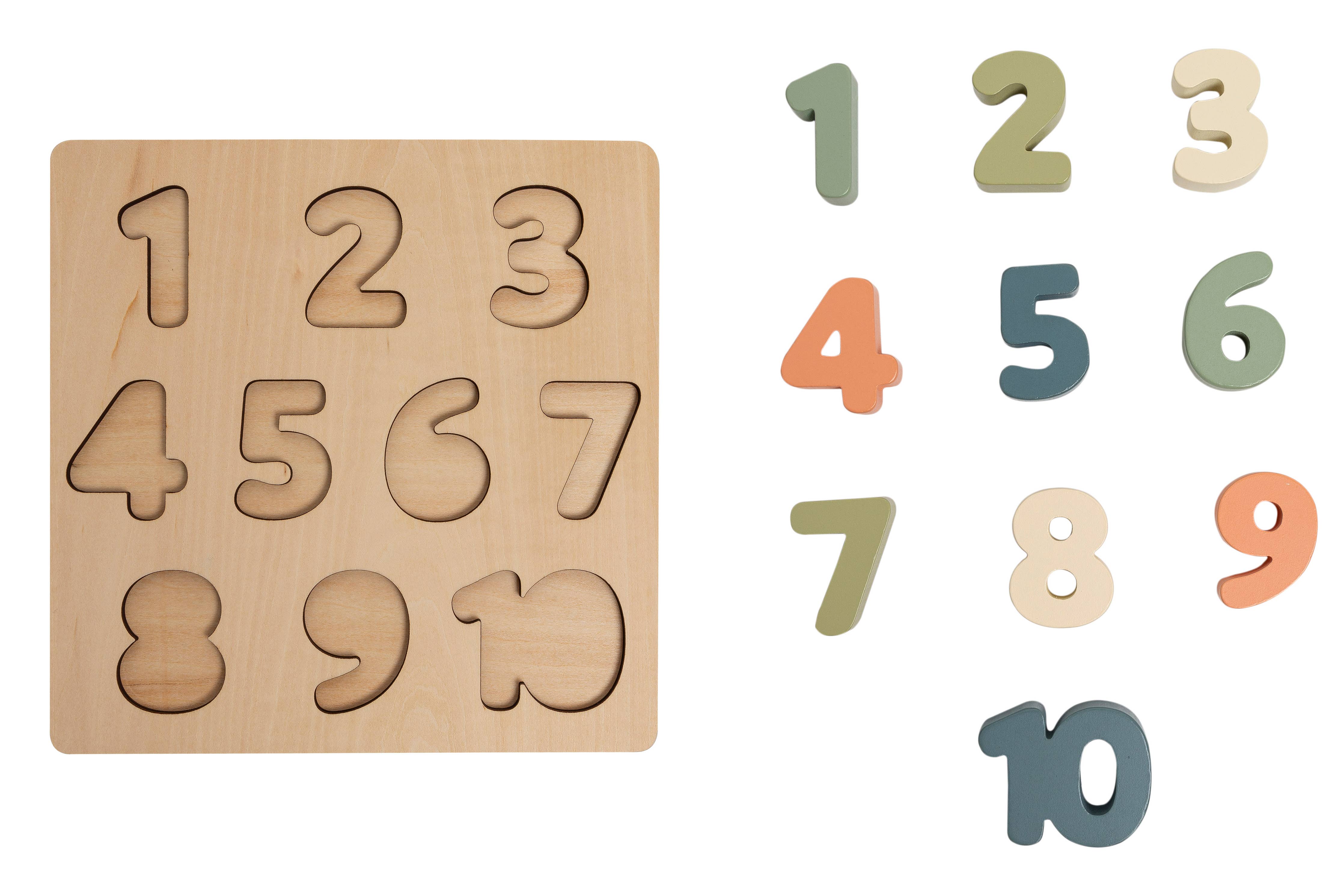 1-10 number puzzle pieces out of the wooden puzzle