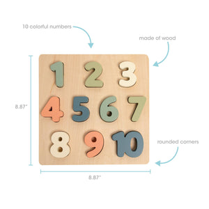 8.87" x 8.87" wooden numbers puzzle with 10 colorful numbers