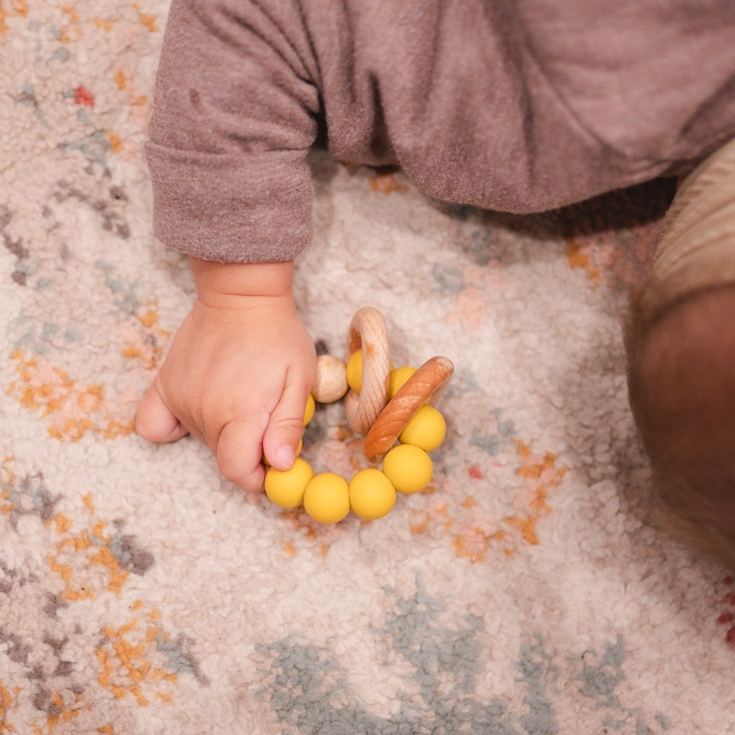 Beaded Teething Ring: Mustard