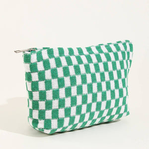 Travel Cosmetic Bag | Green Checker