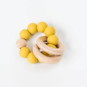 Beaded Teething Ring: Mustard