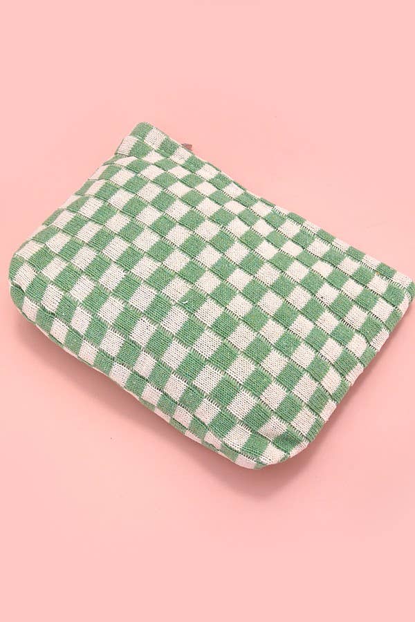 Travel Cosmetic Bag | Green Checker