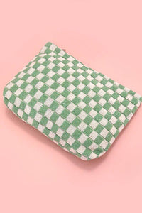 Travel Cosmetic Bag | Green Checker