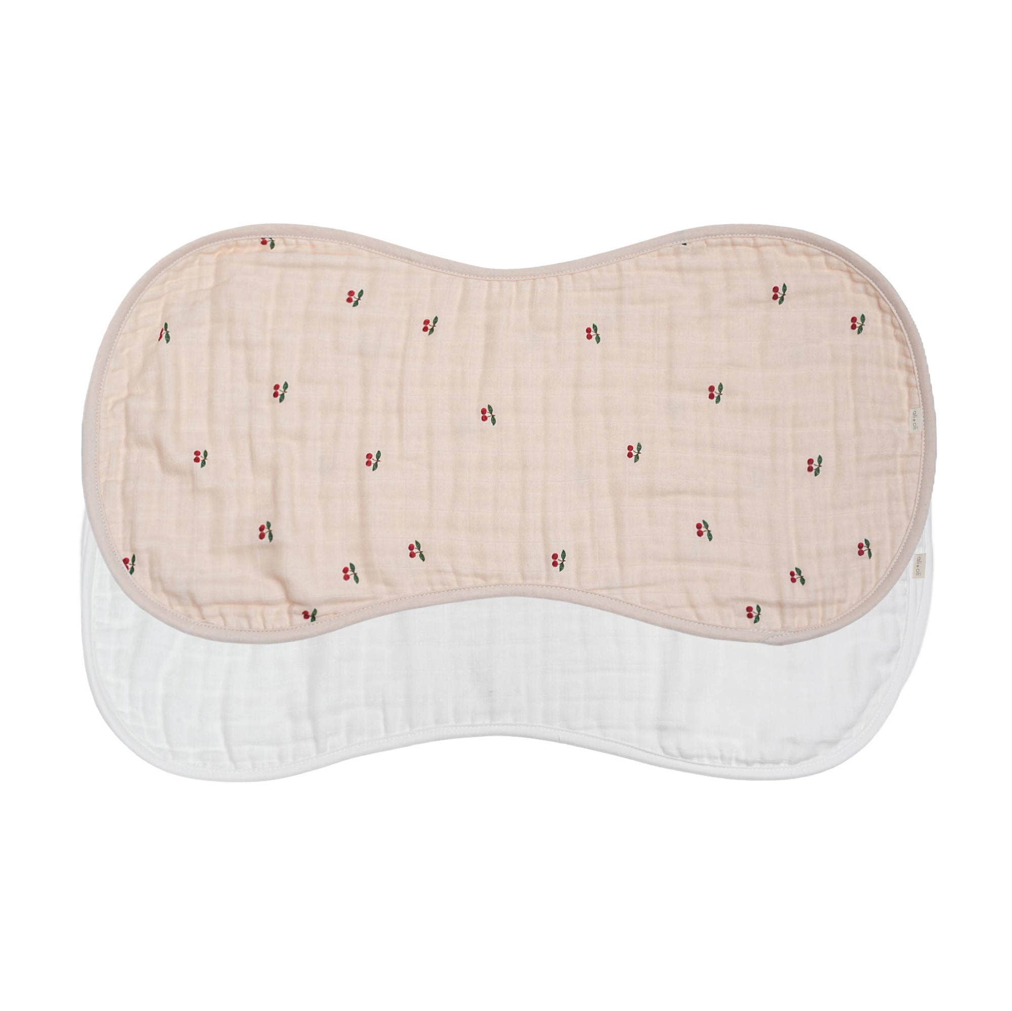 Burp Cloth | Bamboo Muslin Set 2-Pack Cherry/White