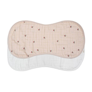 Burp Cloth | Bamboo Muslin Set 2-Pack Cherry/White