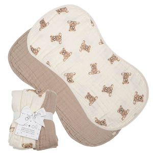 Burp Cloth | Bamboo Muslin  Set 2-Pack Teddy/Taupe