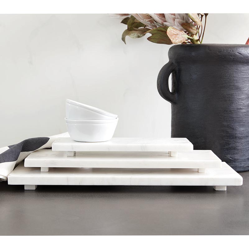 white marble trays