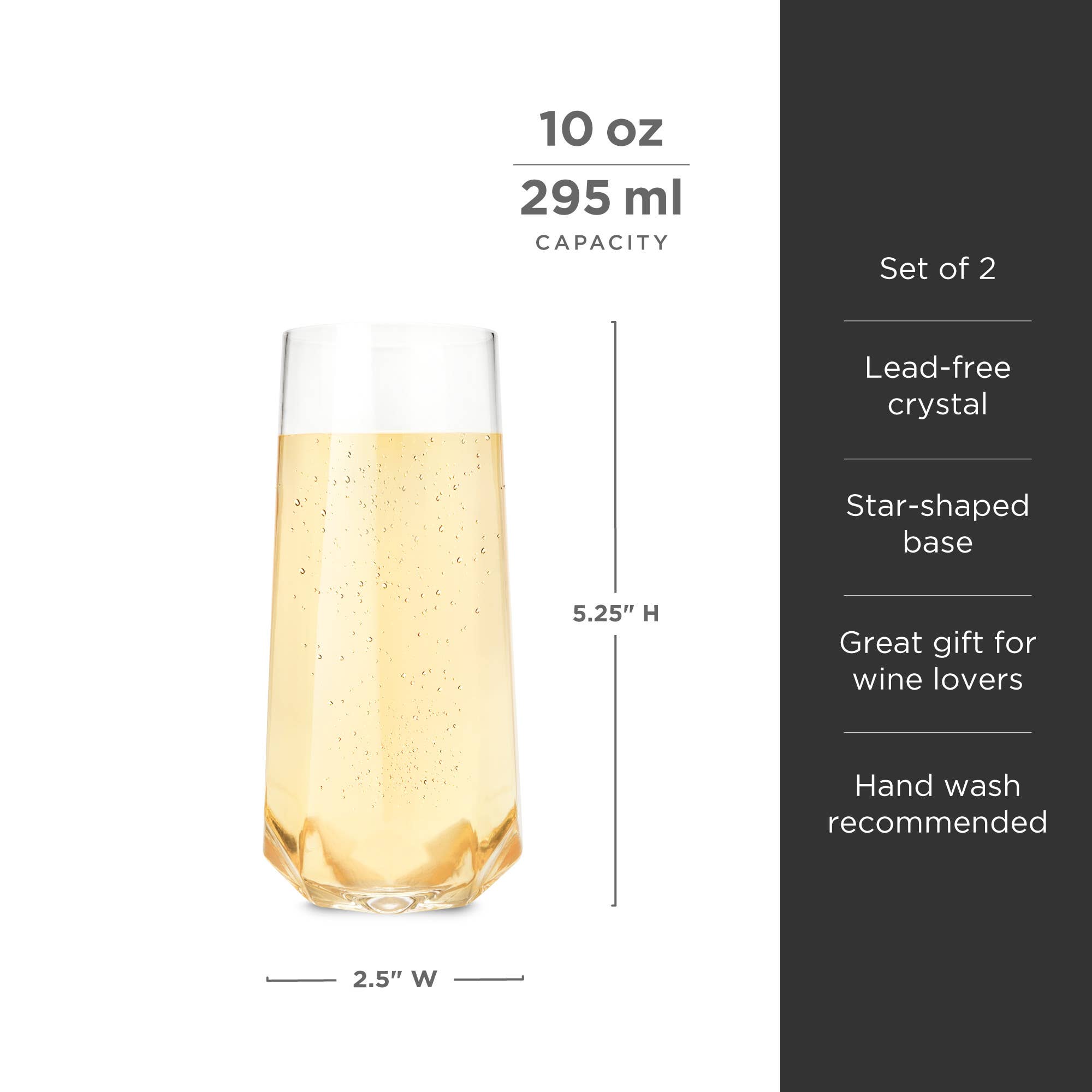 Champagne Flutes - Crystal Stemless - Set of 2