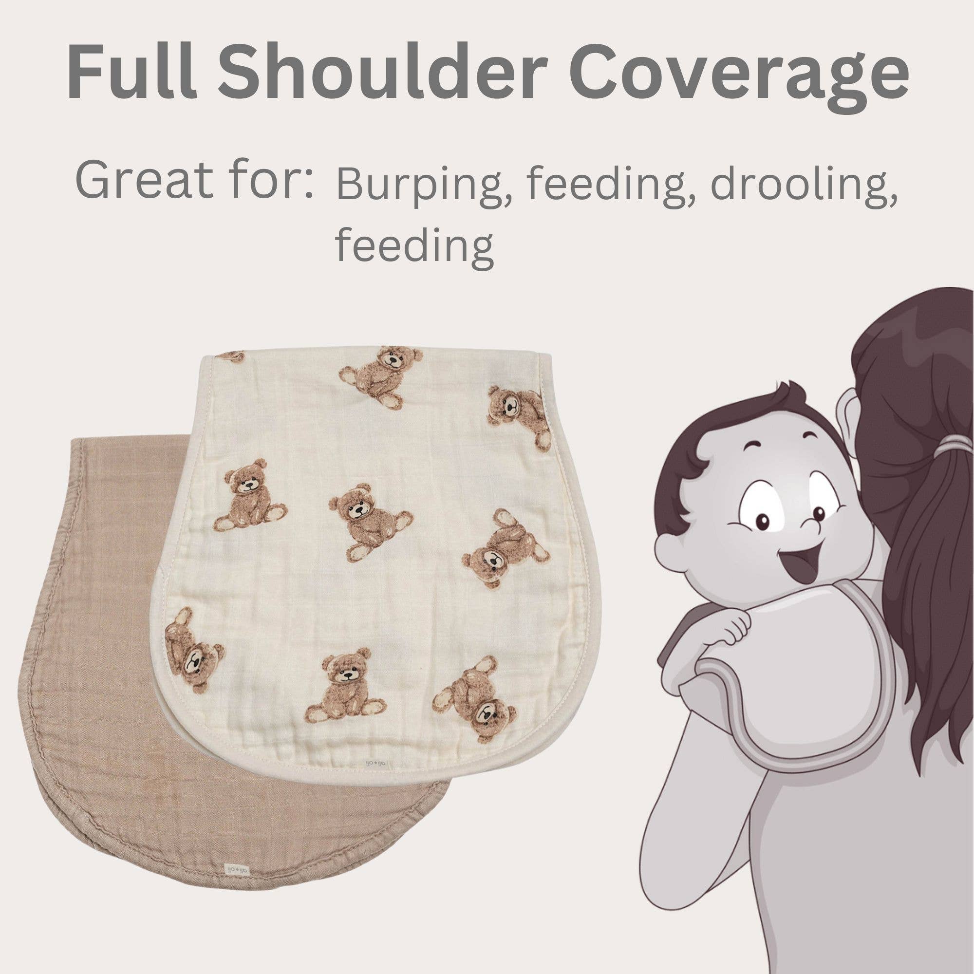 Burp Cloth | Bamboo Muslin  Set 2-Pack Teddy/Taupe