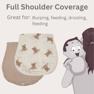 Burp Cloth | Bamboo Muslin  Set 2-Pack Teddy/Taupe